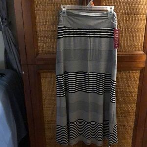 Merona Ebony White/Black stripe long skirt